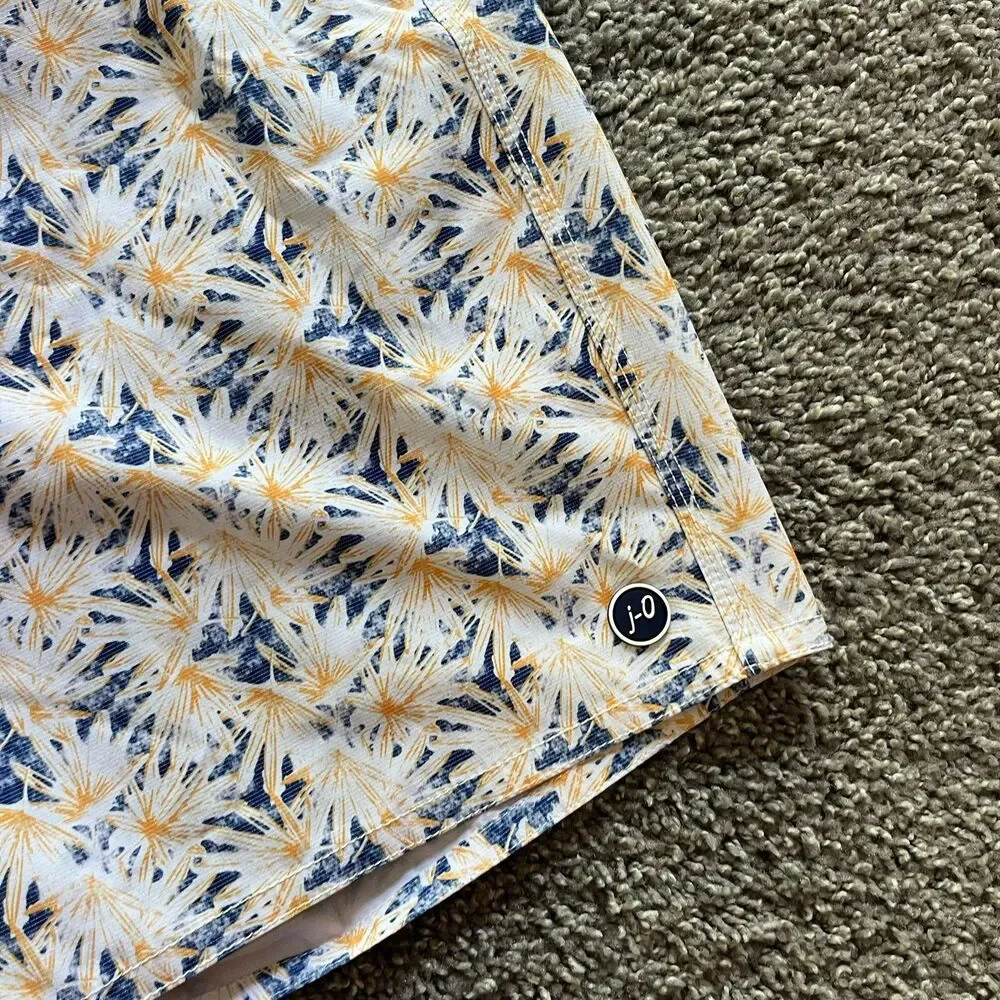 Johnnie-O The Half Elastic 7” Surf Shorts Trunks Grenada Yellow White Blue L